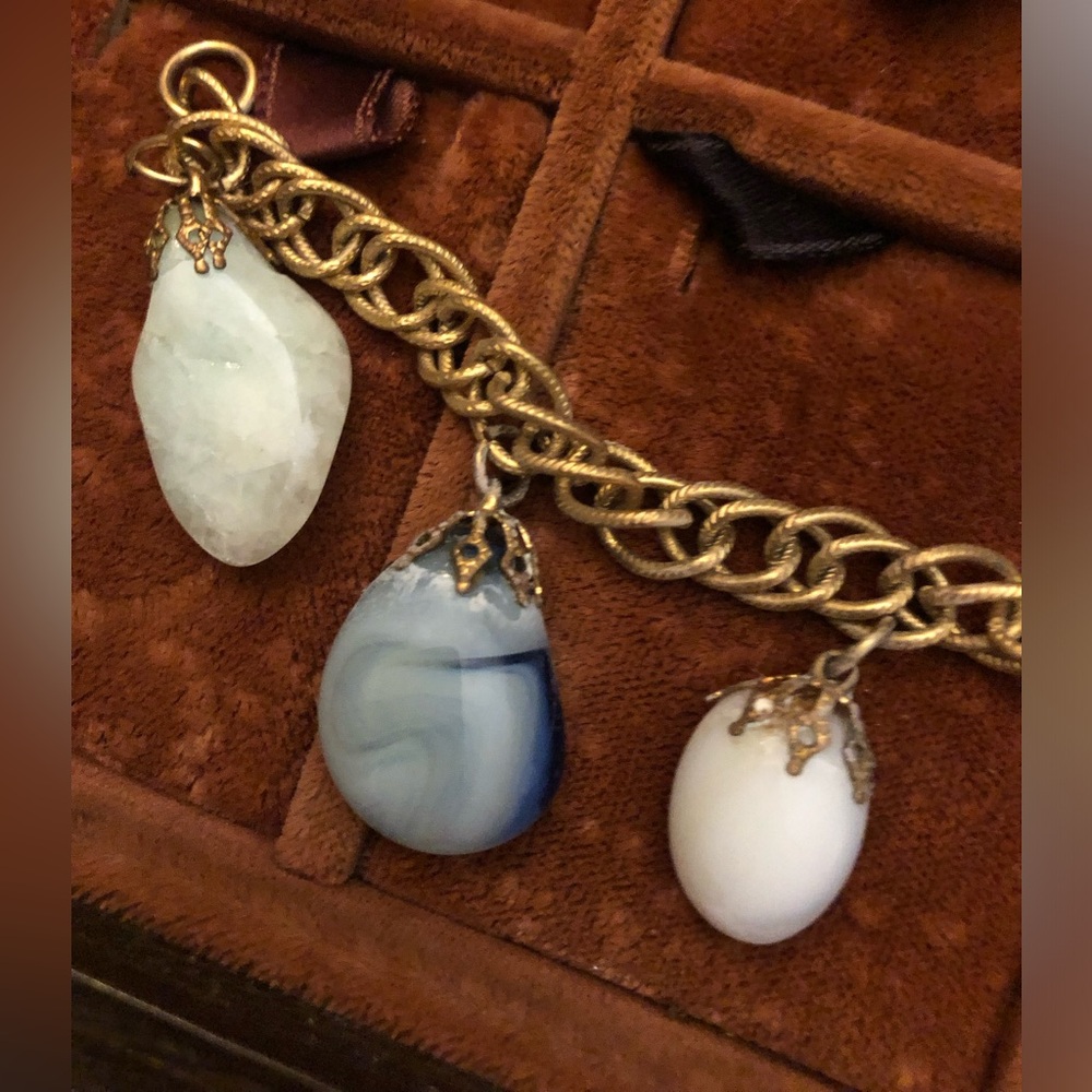 Quartz & Multi- Gemstone on Gold Colored Bracelet